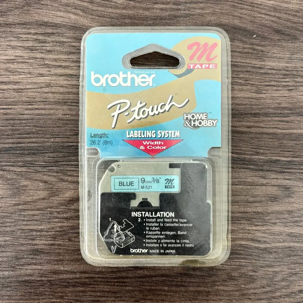 Brother P-touch Nonlaminated M Srs Tape Cartridge - 9mm - Direct Thermal - Blue
